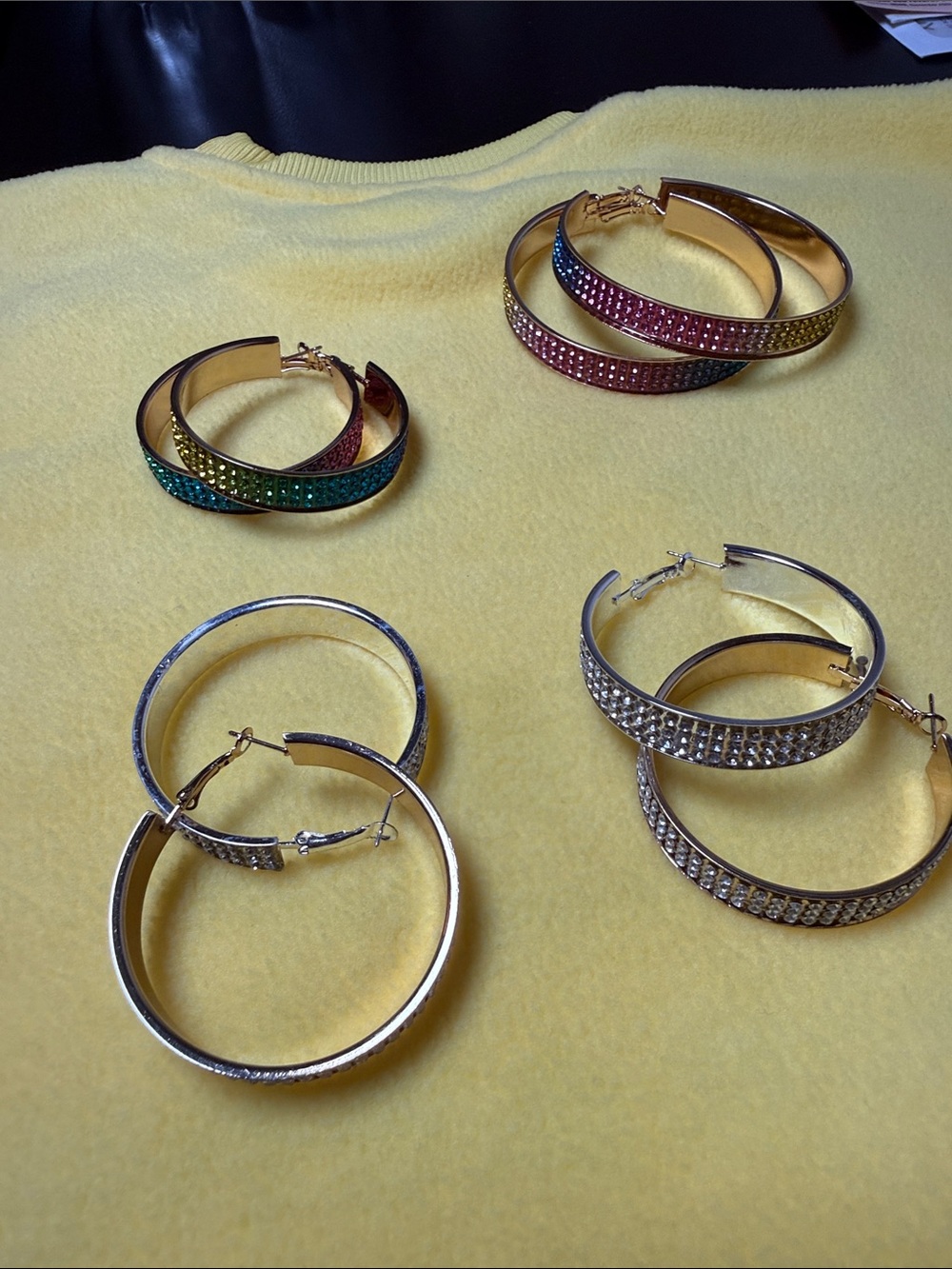 Crystal-Embellished Multicolor Hoop Earrings - Women Jewelry set